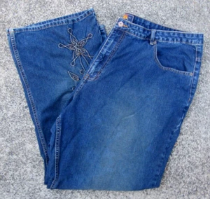 Vintage Route 66 Damen Jeans bestickt Schlagbein Cottage Core Grunge Gr. 26W NOS - Bild 1 von 8