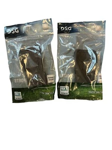 DSG Pair Of Med Youth SHIN GUARDS Black Soccer Removable Sealed Youth Shin Socks - Picture 1 of 2