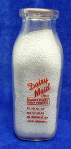 Vintage Dairy Maid Cash Carry Cedar Rapids Iowa IA Pint Milchflasche Pyros - Bild 1 von 6
