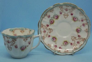 Wellington China J.H.C. Juego de platillos Company Cup Rosas Londres Inglaterra festoneadas - Imagen 1 de 10