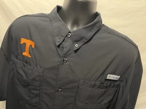 Columbia PFG Tennessee Volunteers Button Up Shirt Mens 2XL Black Short Sleeve A4 - Picture 1 of 6