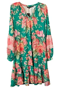 NWT Tonali Long Sleeve Green Floral Dress Size XL - Picture 1 of 6