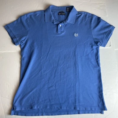 Chaps Mens Blue Embroidered Custom Fit Short Sleeve Polo Shirt Size L - Image 1 of 4