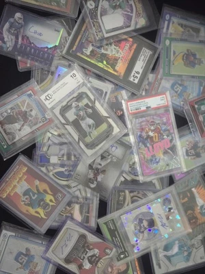 Huge Football card with slab Auto Patch  Rookie Insert 50 Card Lot Repacks  - Image 1 of 2