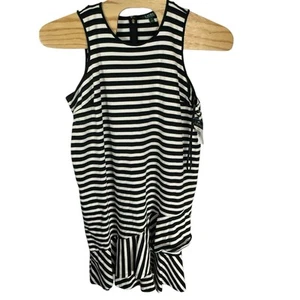 Lauren Ralph Lauren Damen 2XL Baumwolle gestreift asymmetrisch Volant Kleid - Bild 1 von 7