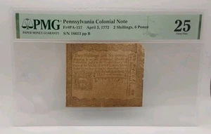 1772 2s6d 2 Shillings, 6 Pence Pennslylvania Colonial Note April 3rd Fr. #PA-157 - Picture 1 of 6