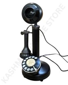 Classic Rotary Dial Black Candlestick Phone – Vintage Style Telephone For Decors - Picture 1 of 15