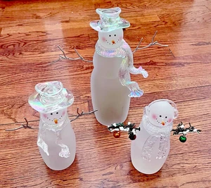 De colección Muñeco de Nieve Familia Acrílico/Esmerilado Estatuillas Helado Invierno Manto Decoración-3 piezas se- - Imagen 1 de 8