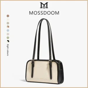 MOSSDOOM Bag Rectangle Shoulder High Capacity Women Simple Korean Beige & Black - Picture 1 of 6