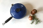 Vintage Blue Le Creuset French Cast Iron Lidded Saucepan with Spout 20cm