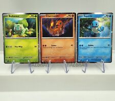Pokemon 151 Promo Starter Cards Charmander, Squirtle, and Bulbasaur Cosmos Holo