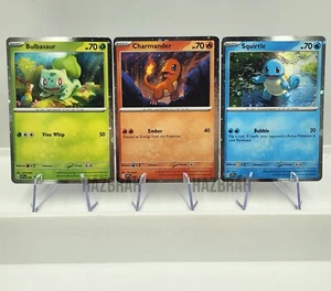 Pokemon 151 Promo Starter Cards Charmander, Squirtle, and Bulbasaur Cosmos Holo - Picture 1 of 4