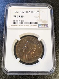 1952 PF65 BN South Africa Penny NGC KM 34.2 Proof Very nice coin! - Picture 1 of 2