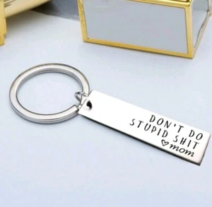 Silver Keychain Bag Charm Purse Charm Don't Do Stupid Sh*t Motivational Decor - Picture 1 of 4
