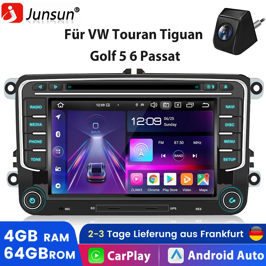 Android 13 4+64G Autoradio Carplay 4G DVD CD GPS NAV Für VW GOLF 5 6 Touran Polo - Bild 1 von 4