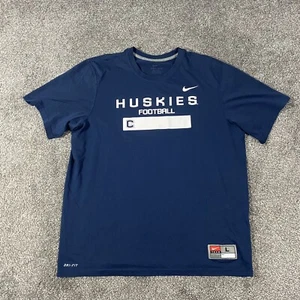 NIKE DRI-FIT Men's Large Blue Crew Neck Short Sleeve CT Huskies Active Wear Tee - Picture 1 of 11