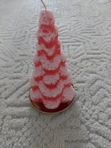 VINTAGE CHRISTMAS TREE CANDLE LIGHT RED WITH SNOW INCLUDES GOLD COLOR TRAY - Picture 1 of 2