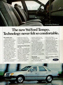 1983 Oldtimer Printanzeige '84 Ford Tempo Technik noch nie so wohl gefühlt Limousine - Bild 1 von 2
