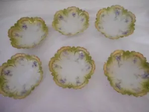 6 Antique Reinhold Schlegelmil Porcelain Floral Dessert Berry Bowls Germany - Picture 1 of 6