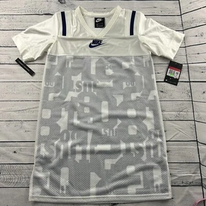NEW Nike Standard Fit Short Sleeve Jersey Dress Girl's Large White Blue $55 - Picture 1 of 8