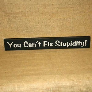 You Can't Fix Stupidity Wood Sign Plaque - Picture 1 of 3