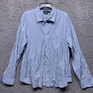 Nautica Shirt Mens XL Blue Striped Long Sleeve Button Up Pocket - Foto 1 di 6