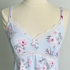 Laura Ashley Babydoll Cami Top Lingerie Womens Coquette Pastel Feminine Floral L - Picture 1 of 8