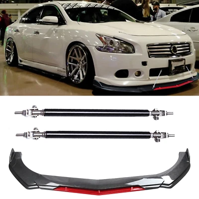 Front Bumper Lip Splitter Spoiler Strut Carbon Fiber For Nissan Maxima Foto 1 de 4