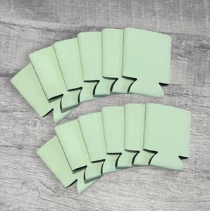 Mint Green Blank Collapsible Can Cooler Koozies 12 PK NEW Coozie Can Holder - Picture 1 of 1
