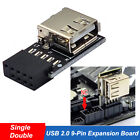 Internal Header Adapter 2 Ports USB2.0 A Female 9Pin Motherboard to Double