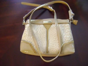 Sharif Croco-Embossed Crossbody Bag in Tan/Beige Gold Hardware NEVER USED - Picture 1 of 5