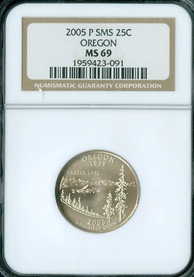 2005 P OREGON STATE QUARTER NGC MS69 SMS FINEST GRADED  * - Image 1 of 2