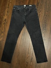 Flint and Tinder Mens 36 x 31.5 Straight Jeans Faded Black Zip Fly, Made in USA