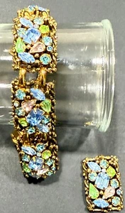 BARCLAY Armband mehrfarbig VINTAGE tolles Strass Panel goldfarben WUNDERSCHÖN! - Bild 1 von 10