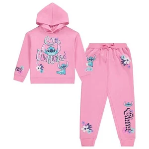 Disney Girls Lilo & Stitch Clothing Set - Stitch Sweatshirt Hoodie and Jogger - Picture 1 of 27
