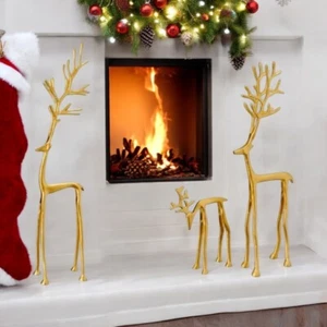 ALDI Merry Moments Esculpido Oro Reno Familia Cerámica Granero Dupe NUEVO En Caja - Imagen 1 de 6