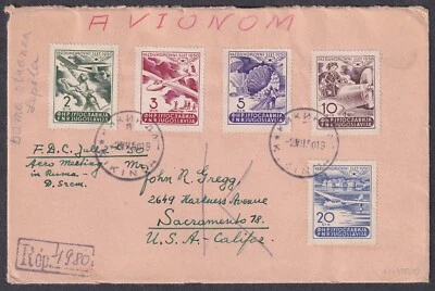 Yugoslavia-1950 (Mi.611/5) Exposición de Aviación en Ruma, FDC (Kikinda) enviada a Sa Foto 1 de 2
