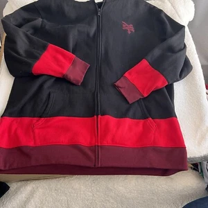 Vintage ZOO YORK Hoodie Adult 2XLT Red Skate Zip-Up Fleece lined Y2K Men's - Picture 1 of 11