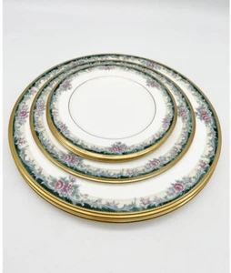 Noritake Bone China Japan 4717 Mi Amor Dinner Plates - 5 VTG Floral Gold Rim - Picture 1 of 10