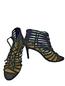 Material Girl Womens Raquel Open Toe Black Strappy Heels Shoes Size 10 M - Picture 1 of 8