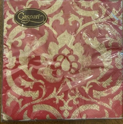 Caspari Baroque Red & Gold Luncheon Napkins 20 Triple Ply 33cm X 33cm Decoupage - Image 1 of 4
