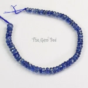 3.5mm-4.2mm Sapphire Blue Kyanite Faceted Rondelle Beads 5 inch strand - Picture 1 of 5