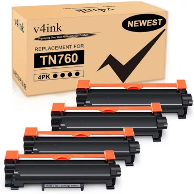 v4ink 4Pk TN760 Compatible for Brother TN730 TN-760 Toner MFC-L2690DW HL-L2325DW - Image 1 of 4