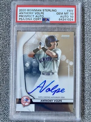 Anthony Volpe 2020 Bowman Sterling PSA 10 auto 10 Yankees rookie RC prospect NY - Image 1 of 3