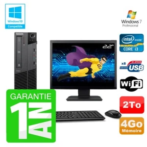 PC Lenovo M91p SFF Intel I3-2120 4Go Disque 2To Graveur Wifi W7 Ecran 22" - Photo 1/4