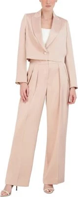 Chaqueta corta para mujer BCBGMAXAZRIA ROSA POLVORIENTO manga larga cuello en V, EE. UU. X-pequeña Foto 1 de 4