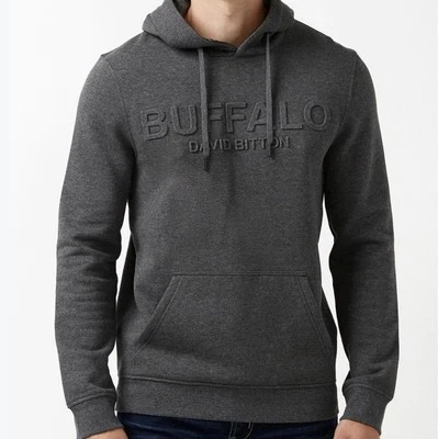 Buffalo David Bitton Fadol Hoodie Embossed Logo Charcoal Men's Size Small NWT - Image 1 of 4