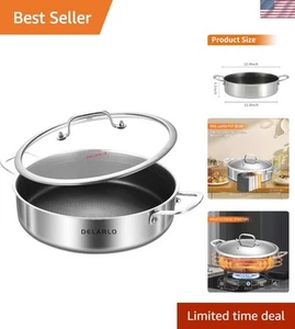 Elegante 6 Quart dreilagige Edelstahl Bratpfanne mit Deckel für vielseitiges Kochen - Bild 1 von 8