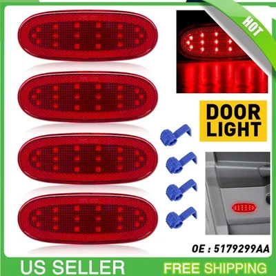 4PCS L+R Door Panel Courtesy Reflector Light Red For 2007-2009 Chrysler Aspen - Image 1 of 4