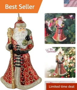2025 Babbo Natale festivo 7,5 pollici ornamento in vetro soffiato a mano - eleganza natalizia classica - Foto 1 di 10